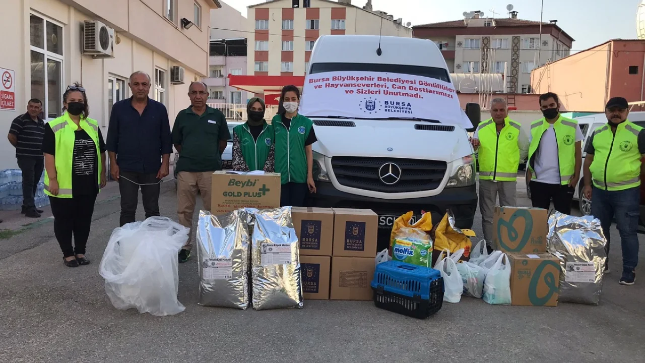 Bursa Büyükşehir Belediyesi yangın bölgesindeki can dostları unutmadı
