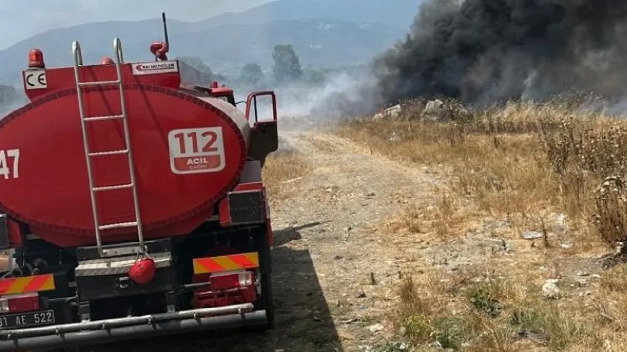 Düzce'de çöplük alanda yangın -