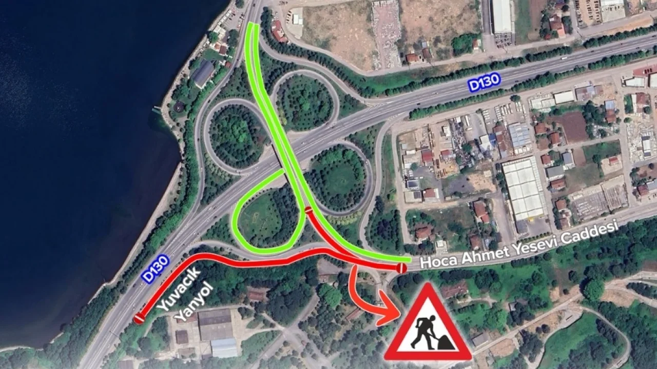 Kocaeli'de Başiskele istikametinde yol çalışması