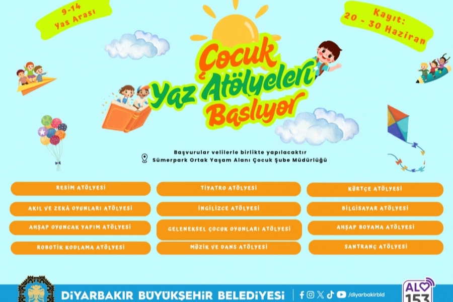 Diyarbakırlı çocuklar için yaz atölyeleri başlıyor 