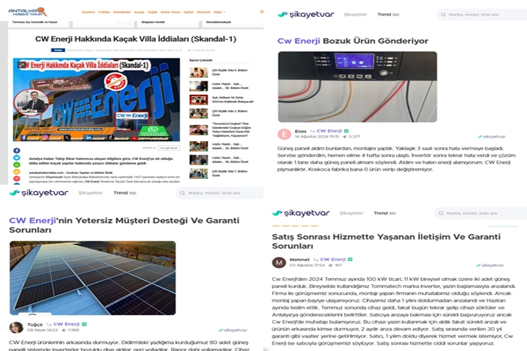 CW Enerji müşterileri isyan ediyor! Hizmet ve ürün kalitesi yetersiz 