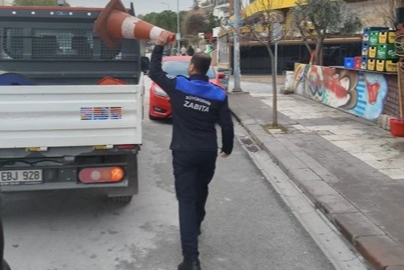 Denizli'de zabıta ekiplerinden kaldırım işgallerine sıkı takip 