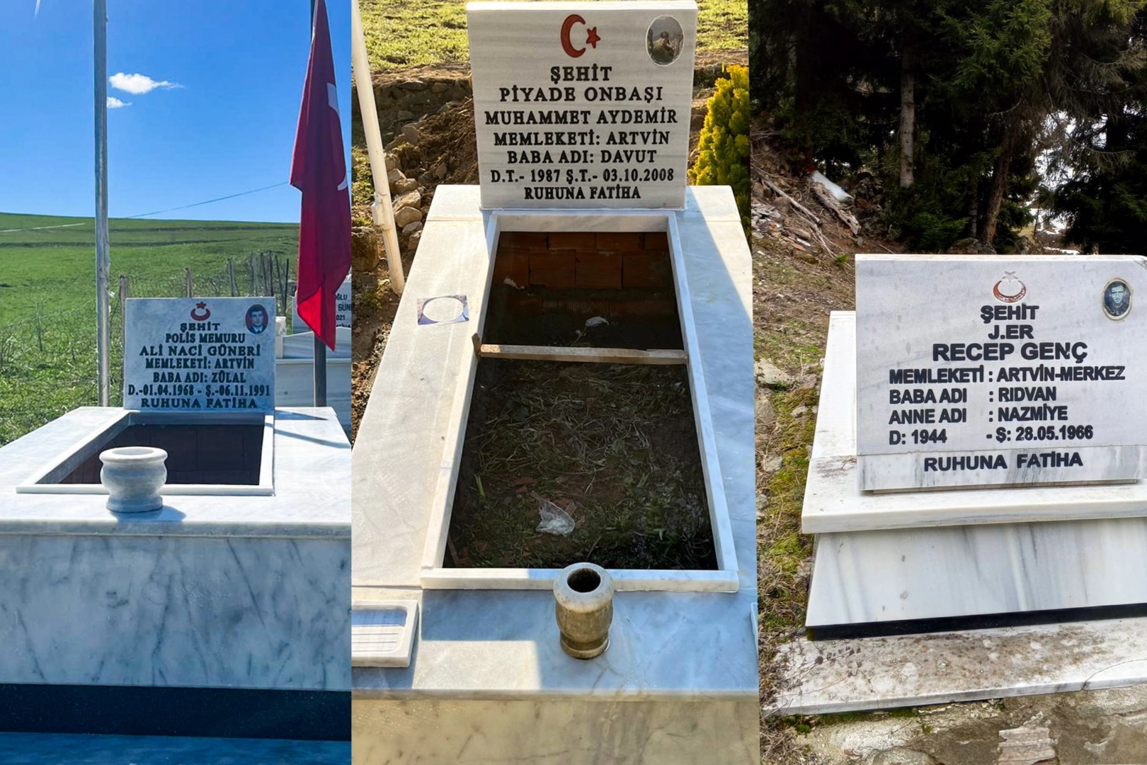 Artvin'de şehit mezarlarına bakım 