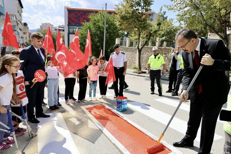 Bilecik Valisi yaya geçidini kırmızıya boyadı -
