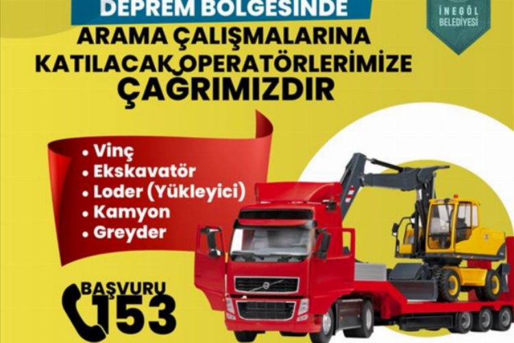 Bursa İnegöl'den operatör ve iş makinesi sahiplerine yardım çağrısı -