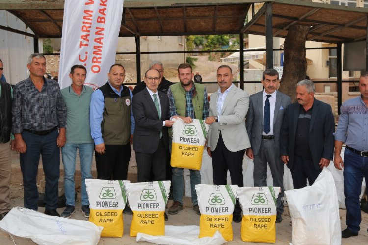 Bursa Karacabey'de üreticilere kanola tohumu dağıtıldı -