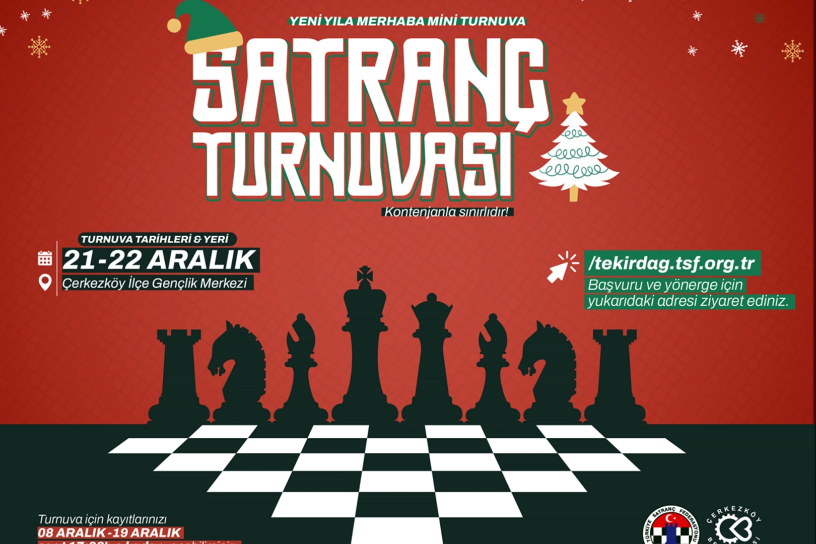 Satranç turnuvası kayıtları sürüyor 