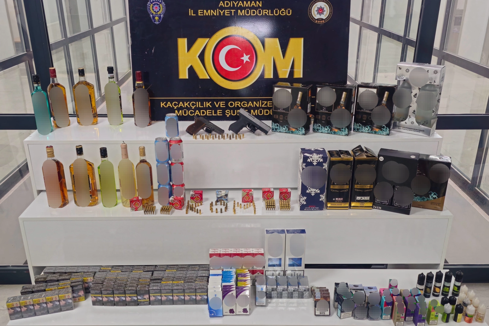 Adıyaman’da kaçak alkol, sigara ve silah ele geçirildi 