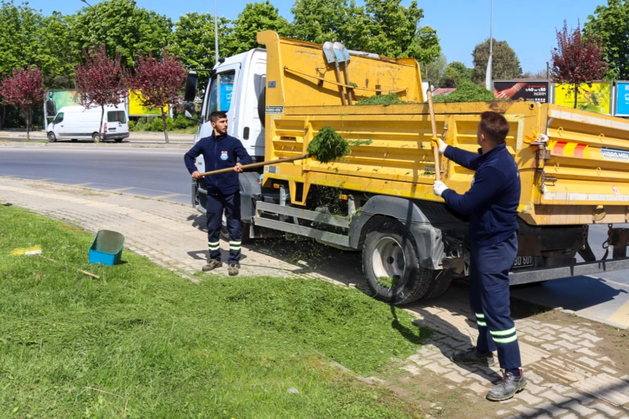 Yalova'da yeşil alan bakımı sürüyor 