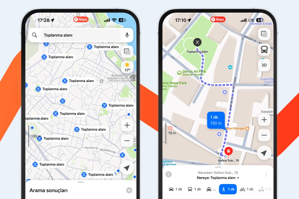 Deprem toplanma alanları Yandex'e eklendi 