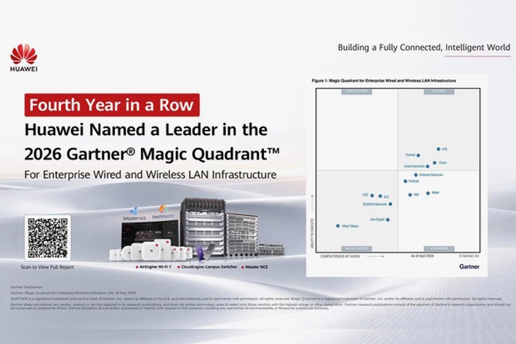 Huawei, 2026 Gartner® Magic Quadrant™ Kurumsal Kablolu ve Kablosuz LAN Altyapısı Raporu'nda 4'üncü kez üst üste lider seçildi 