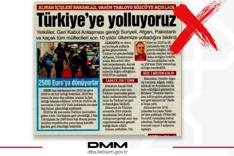 'Almanya Kaçak Göçmenleri Türkiye'ye gönderiyor' iddialarına DMM'den yalanlama 