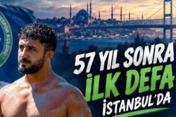 Bursa Büyükşehir güreşçisi tarihi er meydanında 