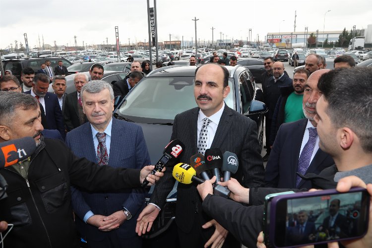 Aday tanıtım toplantısına Togg'la geldi -