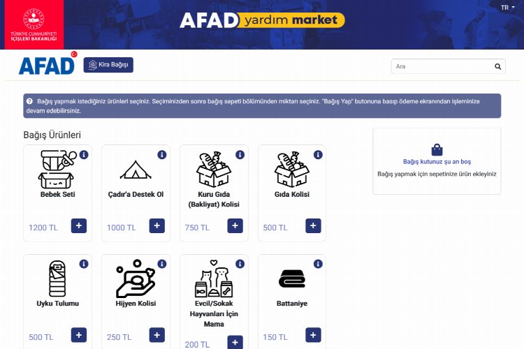 AFAD 'Yardım Market' açtı -