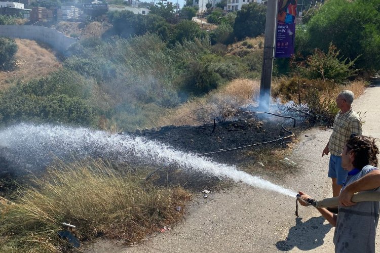 Bodrum'da yangını fark edip söndürdüler -