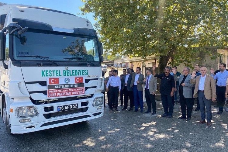 Bursa'dan Pakistan'a bir tırda Kestel’den uğurlandı -