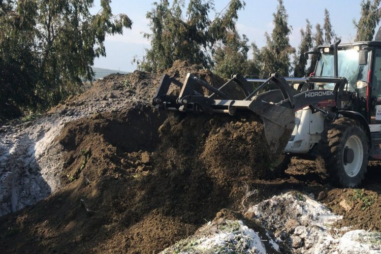 Depremde telef olan hayvanlar hastalık riskine karşı gömüldü -