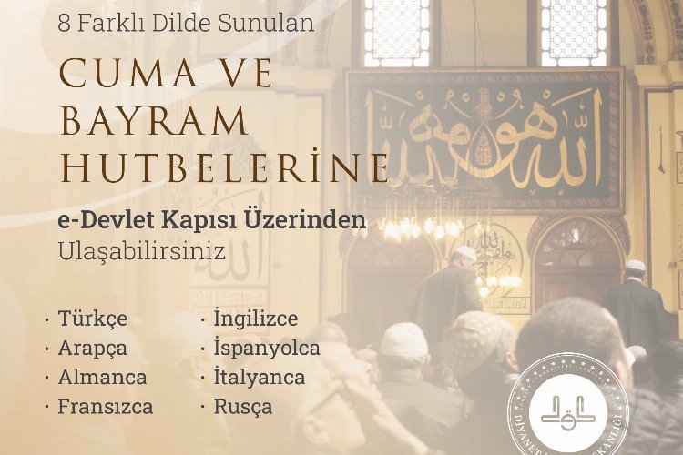 Diyanet'in hutbeleri 8 farklı dilde e-devlet'te -