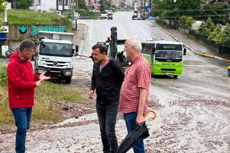 İzmit'te yağıştan etkilenen bölgelere müdahale -