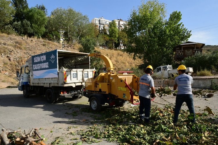Karabağlar'da budanan dallar gübreye dönüşüyor -