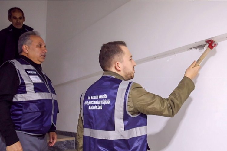 Kayseri Talas'ta hasar tespit çalışması -