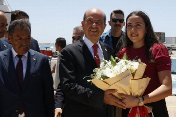 KKTC Cumhurbaşkanı Ersin Tatar Taşucu Limanı'nda -