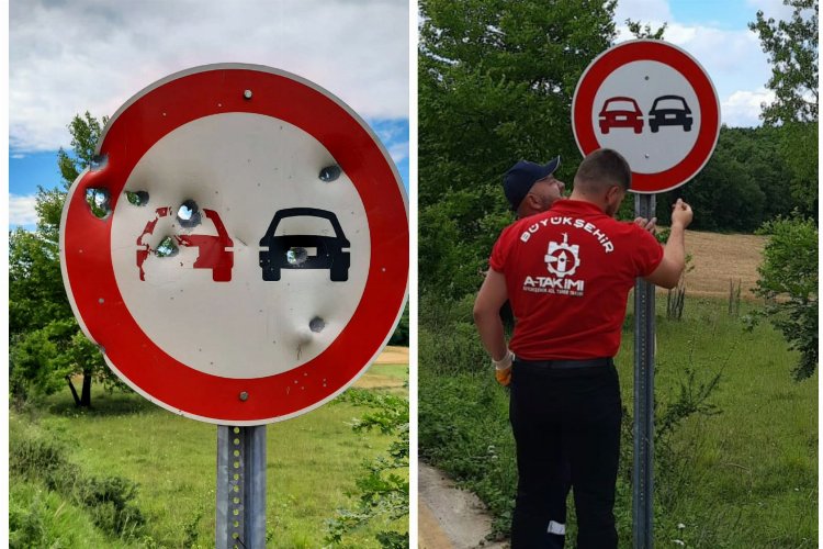 Kocaeli Büyükşehir A Takımından tabela temizliği -