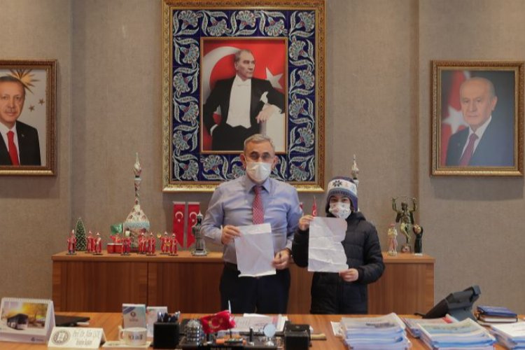 İlkokul öğrencisi hazırladığı projeleri başkana tanıttı -