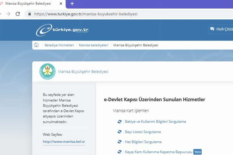 Manisa Kart için e-Devlet'e bir hizmet daha eklendi -