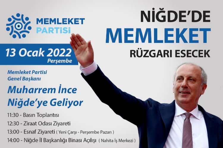 Muharrem İnce Niğde'ye geliyor -