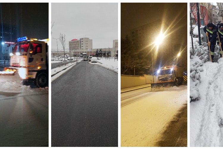 Nevşehir'de kar temizliği ve tuzlama çalışması yapıldı -