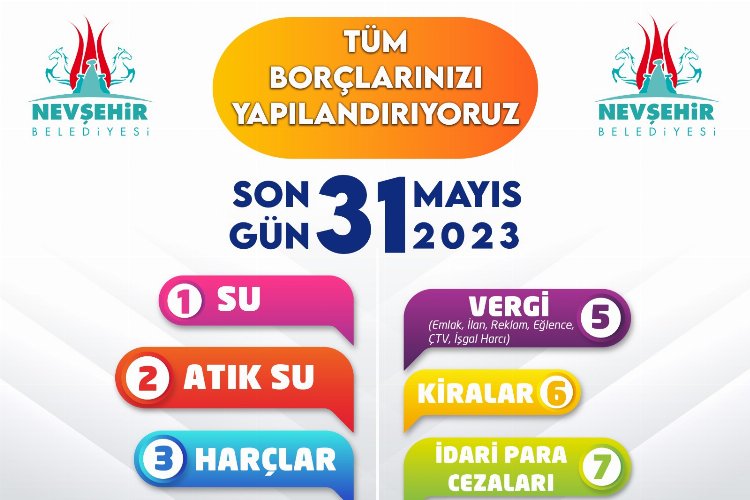 Nevşehir Belediyesi'nden yapılandırma uyarısı -