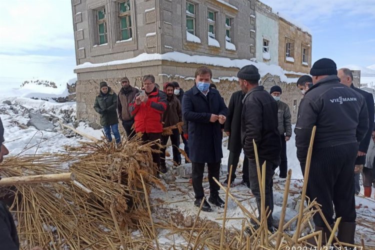 Yoğun kardan ağılın çatısı çöktü, 15 koyun telef oldu -